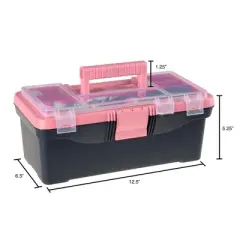 Leisure Sports Fishing Tackle Set and Box - 55 Pieces, Pink and Black