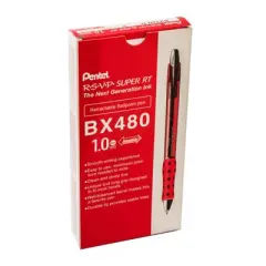 Pentel R.S.V.P. Super RT Retractable Ballpoint Pen, Red, Pack of 12
