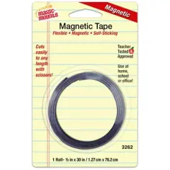 Magic-Mounts&reg; Self-Sticking Magnetic Tape Roll, 1/2" x 30", Pack of 12