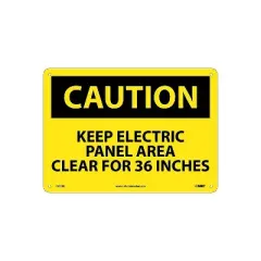 National Marker Caution Signs; Keep Electric Panel Area Clear For 36 Inches 10X14 Rigid Plastic