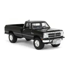 Greenlight Collectibles 1/64 1992 Dodge Ram 1st Generation Black Pulling Truck Outback Toys Exclusive 51386-A