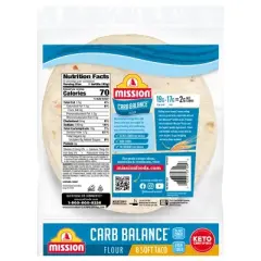Mission Carb Balance Taco Size Soft flour Tortillas - 12oz/8ct