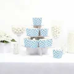 Big Dot of Happiness Blue Checkered Party - Party Mini Favor Boxes - Treat Candy Boxes - Set of 12