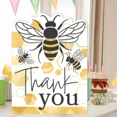 Big Dot of Happiness Little Bumblebee - Thank You Giant Greeting Card - Big Shaped Jumborific Card - 16.5 x 22 inches
