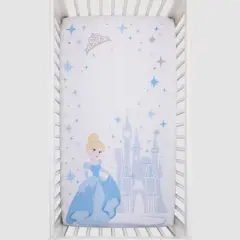 Disney Princess Cinderella - Light Blue and White Photo Op Fitted Crib Sheet