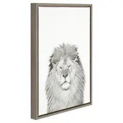 24" x 18" Lion Framed Canvas Art - Uniek