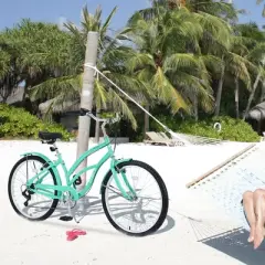 NAYSAYE Bicycle 7 Speed 26 Inch Beach Cruiser Bike Steel Frame for Women for Comfortable Rides, Mint Green, 69.6"*28.5"*40.5"