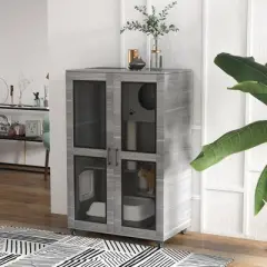 PawHut Cat House with Cat Tree Kitty Cage with Scratching Posts Condo Wheels Flap Door, 31.5" x 20" x 48.5"