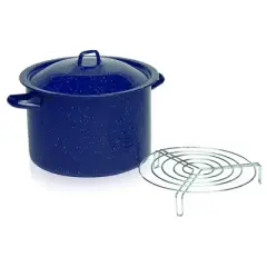 IMUSA 16qt Enamel Steamer Pot with Rack Blue: Waterbath Canning, 12.6" Diameter, Electric & Gas Compatible