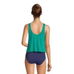 Lands' End Women's Chlorine Resistant V-neck One Piece Fauxkini Swimsuit Faux Tankini Top