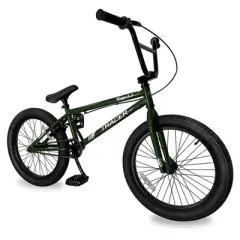TRACER Edge 3.0 20 Inch Hi-Ten Steel Framed Freestyle BMX Beginners Bike for Child or Adult Riders 5 Feet to 6 Feet 2 Inches Tall, Matte Green