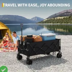 Heavy Duty Foldable Wagon for Beach Extra Large Collapsible Foldable Wagon for Camping