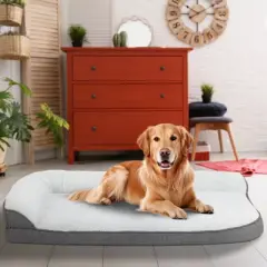 PureWags Orthopedic Dog Beds, L Shaped Waterproof Large Dog Bed with Removable Cover and Nonskid Base, Soft Pet Couch Bed