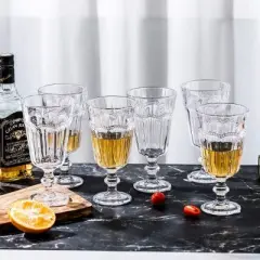 Slickblue Luxurious Pearl Ridge Beverage Goblets - 11.6oz Set of 6, Hand-Blown Glass