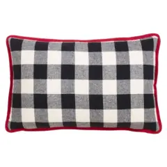 12"x20" Buffalo Plaid Joy Poly Filled Throw Pillow Black - Saro Lifestyle