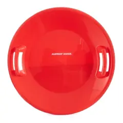 Slippery Racer Heavy-Duty Cold Resistant Downhill Pro Adults and Kids Plastic Outdoor Winter Saucer Disc Snow Sled with Handles, Red, 4 Pack