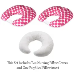 Bacati - 3 pc Ikat Zigzag Pink Dots Muslin Hugster Feeding & Infant Support Nursing Pillow