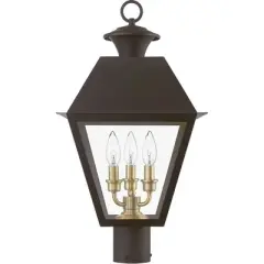 Livex Lighting Wentworth 3 - Light Post Light in  Bronze/Antique Brass