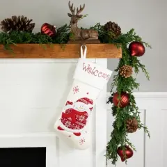 Northlight 17" White and Red "Welcome" Snowman Embroidered Christmas Stocking