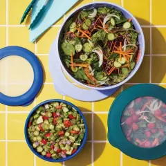 6pc (set of 3) Melamine Mixing Bowl Set Purple/Blue - Tabitha Brown for Target: Dishwasher-Safe, Lids Included