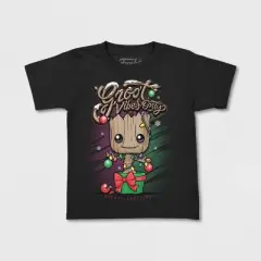 Kids' Marvel Guardians of the Galaxy Groot Holiday Short Sleeve Graphic T-Shirt - Black