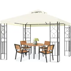 Tangkula 2-Tiers 10'x10'Outdoor Canopy Gazebo Art Steel Frame Party Patio Large Canopy Gazebo W/Netting