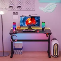 FDW 47 Inch Computer Desk Gaming Desk Writing Desk Office Desk Extra Large Modern Ergonomic Racing Style Table Workstation for Adult Teens,Black