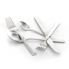 MegaChef Cravat 20 Piece Flatware Utensil Set, Stainless Steel Silverware Metal Service for 4 in Matte Silver