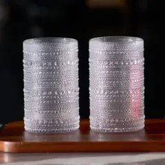 Vintage Clear Hobnail Highball Glasses - 15oz