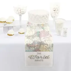 Big Dot of Happiness World Awaits - Petite Travel Themed Party Paper Table Runner - 12 x 60 inches