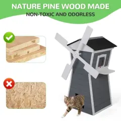 Outdoor Cat House,Windmill-Shaped Kitty Enclosure