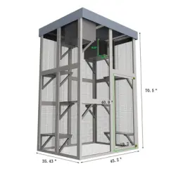 Kumasinova 62.6"/70.5" Outdoor Catio Enclosure with UVproof Roof ,Large Cat House with 6/5 Platforms&2 Nap Rooms,Cat Playpen Shelter for Multiple Cats