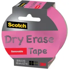 Scotch Dry Erase Removable Tape, 1.88 Inches x 5 Yards, Pink