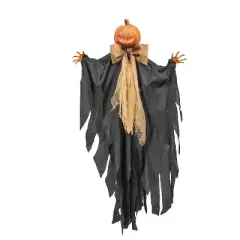 Morris Costumes 47 1/4" Animated Hanging Pumpkin Man in Black Cloak Halloween Decoration