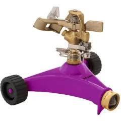 Dramm ColorStorm Impulse Sprinkler, 6.25"D x 7.75"W x 5.75"H Brass Wheeled Base 5281 sq ft