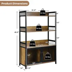 Costway 3-Tier Baker's Rack Industrial Kitchen Microwave Oven Stand w/Storage Cabinet