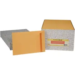 School Smart No Clasp Envelopes with Gummed Flap, 6 x 9 Inches, Kraft Brown, Pack of 500