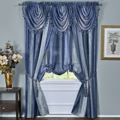 GoodGram Royal Ombre Crushed Semi Sheer Tie Up Single Window Curtain Shade