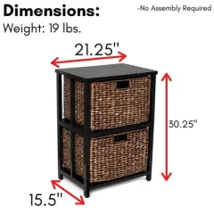 BirdRock Home 2 Tiered Hanging File Cubby with Wood Top - Brown Wash