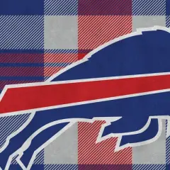 NFL Buffalo Bills Plaid Steel Royal Plush Faux Shearling Blanket