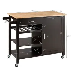 Costway 4-Tier Wood Kitchen Island Trolley Cart Storage Cabinet Brown