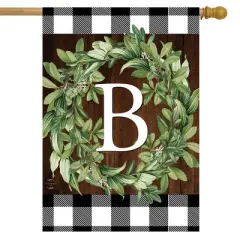 Wreath Monogram B Double-Sided House Flag Everyday 28" x 40" Briarwood Lane