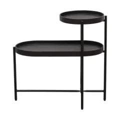Modern 2-Tier Side Table, Open Shelf With Sturdy Iron Frame And Legs, Easy Assembly, Nightstand Bedside Table