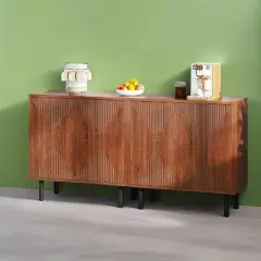 KTMBDW Sideboard Buffet Cabinet - Modern Larger Credenza Kitchen Storage Cabinet with 4 Doors - Accent Buffet Console Table for Dining Room Hallway