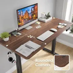 FONTOI Desks, Standing Desk with Adjustable Height, Home Office Desk with Splice Board, Gaming Desk with Spacious Work Surface, Brown, 24"*48"*27.5"