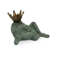SPI Home Lazy Frog Prince Bird Feeder &ndash; 11.5-Inch Cast Aluminum Garden Decor with Regal Frog Design and Feeding Bowl