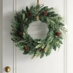 24" Christmas Unlit Icy/Glitter Pinecones Mixed Green Wreath - Wondershop&trade;
