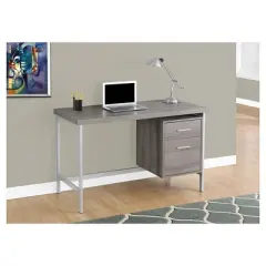 Computer Desk with Drawers Silver Metal - EveryRoom