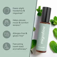 MigraFew Aromatherapy Migraine Roll On, Headache Relief Roll On with Peppermint, Spearmint & Lavender for Head Tension & Pressure, M3, .33 oz