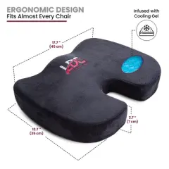 Lux Decor Collection Memory Foam Seat Cushion Back Support Pillow for Tailbone Sciatica Pain Relief Cooling Gel Comfort Pad for Desk Car Wheelchair